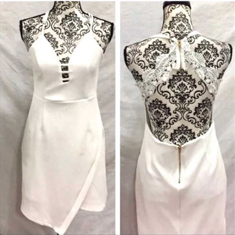 Sexy White Cutout Chest Envelope Dress Gem