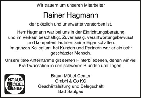 Traueranzeigen Von Rainer Hagmann Schwaebische De Trauerportal