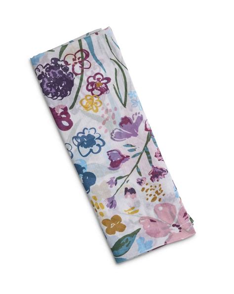 Printed Silk Scarf Bloom Cream Quintessential