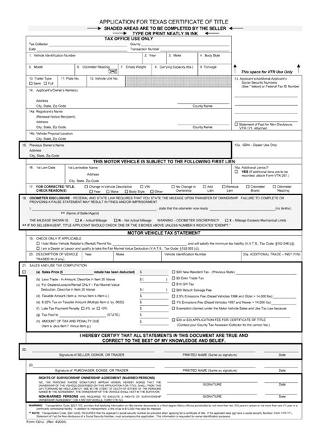 2004 Form Tx 130 U Fill Online Printable Fillable Blank Pdffiller