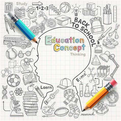 Premium Vector | Education concept thinking doodles illustration set.