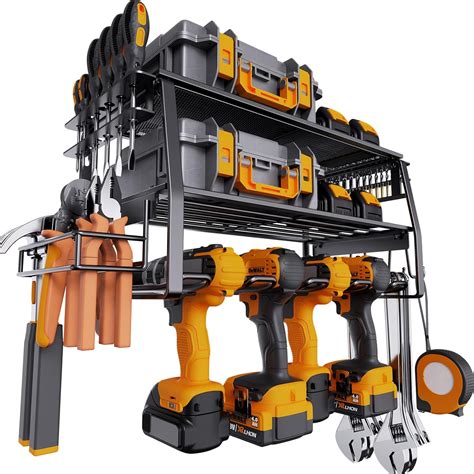 Power Tool Organizer Wall Mounted 3 Layer Heavy Duty 160 Lbs Limit Tool Organizers