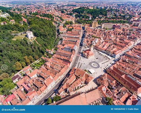 Brasov City Center Aerial View Stock Photo - Image of landmark, transylvania: 100584942