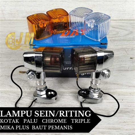 Jual LAMPU SEN KOTAK PALU CHROME TRIPLE MIKA PLUS PEMANIS BESI RETENG