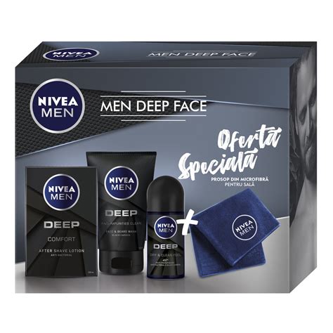 Set Cadou Nivea Men Gel De Curatare Men Deep 100 Ml Deodorant Roll