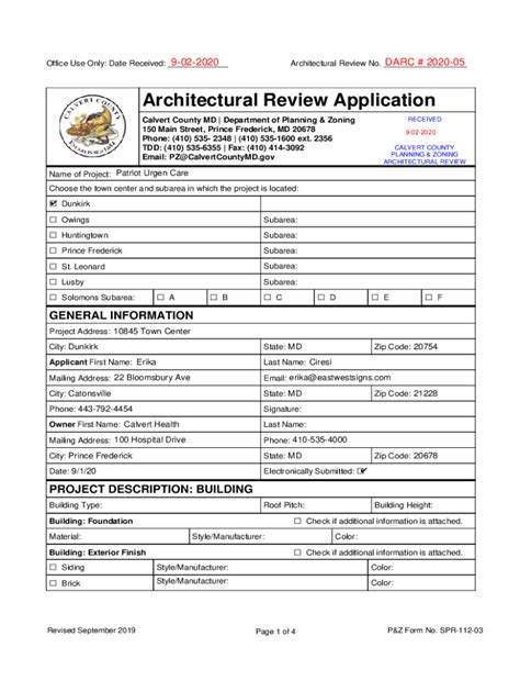 Fillable Online Calvert County Md Department Of Planning Zoning Fax