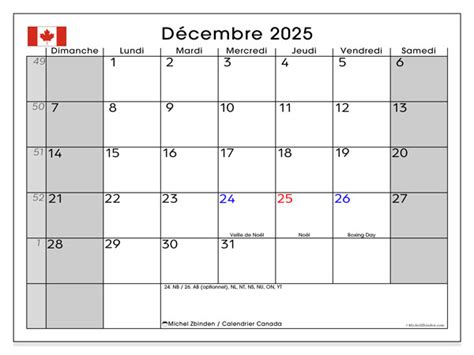 Calendrier Imprimer Canada Michel Zbinden Fr