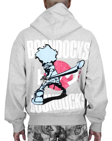 The Boondocks Huey Samurai Warrior Oversized Heather Grey Hoodie The