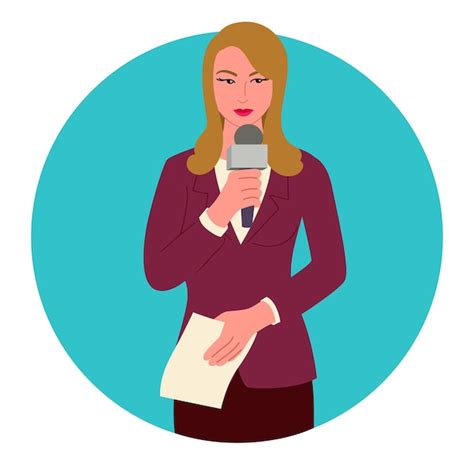 Premium Vector | Clip art of a confident woman reporter holding a microphone ideal for news ...