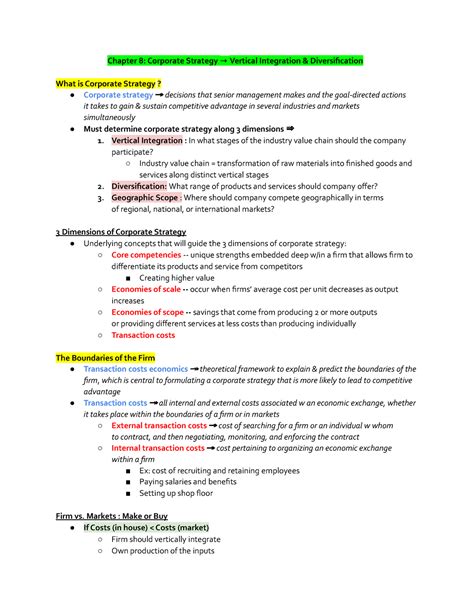 Chapter Corporate Strategy Vertical Integration Diversification