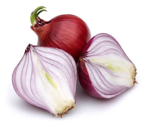 Red Onion With Slices Isolated On White Stock Image Image Of Healthy