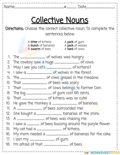 Collective Nouns Worksheet