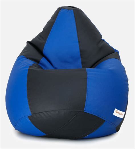 Buy Classic XXL Checks Bean Bag With Beans In Black Royal Blue Colour