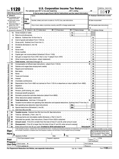 Fillable 1120 Forms Printable Forms Free Online