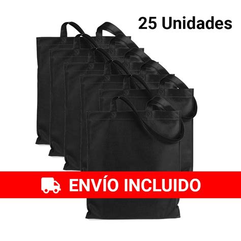 25 Bolsas Con Asa De Tela Negra Regalos Online