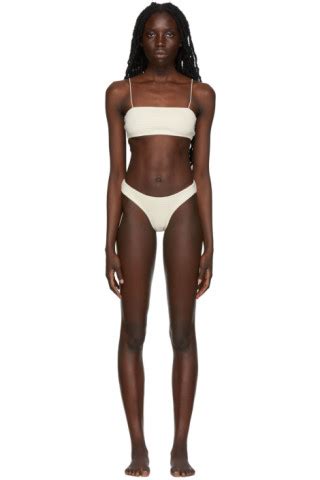 Off White Smocked Mini Bikini By TOTEME On Sale