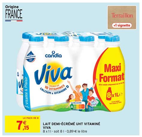 Promo Lait Demi écrémé Uht Vitaminé Viva chez Intermarché iCatalogue fr