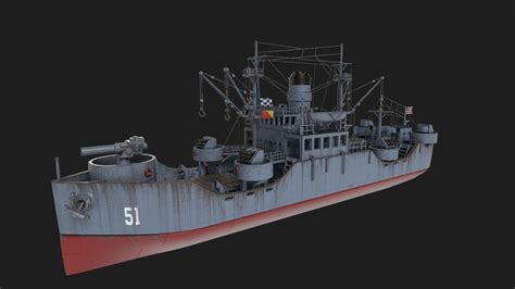 3d Model Battleship Warship Vr Ar Low Poly Cgtrader