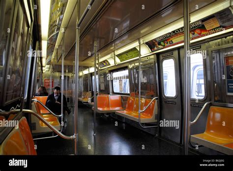 Interior of New York subway train America USA Stock Photo - Alamy