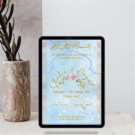 Editable Digital Muslim Wedding Invitation Template Nikkah Walimah