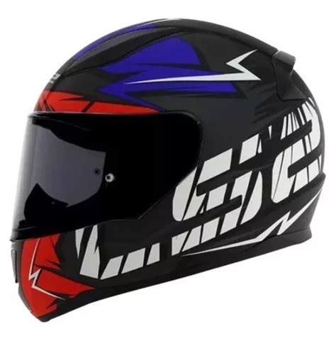 Capacete Ls Ff Rapid Cromo Preto Vermelho Azul Fosco