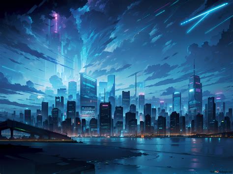 Night Anime Cityscape 4k Wallpaper Download