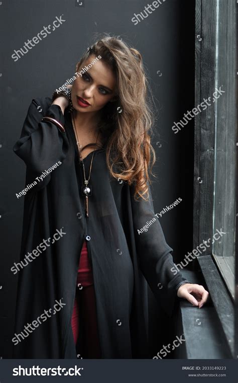 Sexy Brunette Red Lips Girl Red Stock Photo Shutterstock