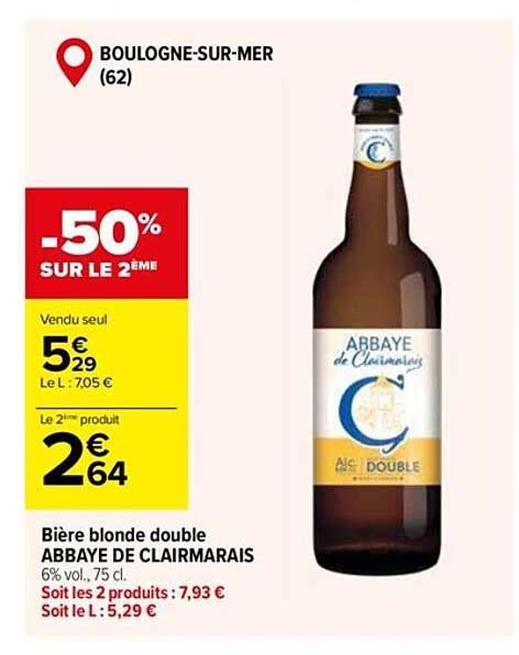 Promo Bière Blonde Double Abbaye De Clairmarais chez Carrefour Market iCatalogue fr
