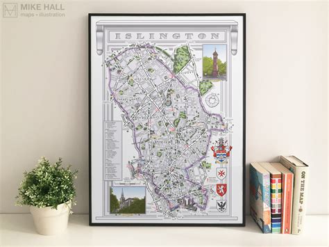 Islington London Borough Illustrated Map Giclee Print Etsy