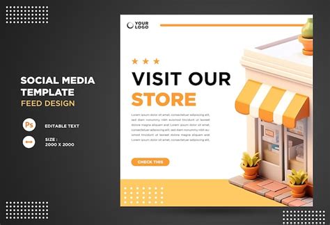 Premium Psd Social Media Design Visit Our Store With 3d Element Store