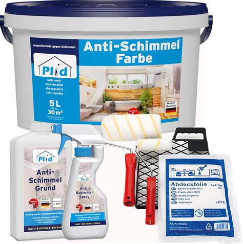 plid Anti Schimmelfarbe Innen Weiß inkl Spray Grundierung SANIER