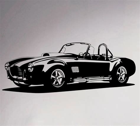 Classic Cobra Roadster Wall Sticker Retro Sport Racing Car Vinyl Decal ...