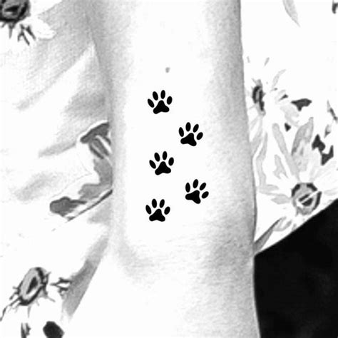 Small Paw Prints Temporary Tattoo 5 Tiny Paw Prints Tattoo Etsy