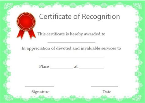 Certificate Of Recognition Award Template Certificate Of Recognition