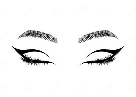 Vector Hand Drawn Beautiful Female Eyes With Long Black Eyelashes And Brows Close Up Stock