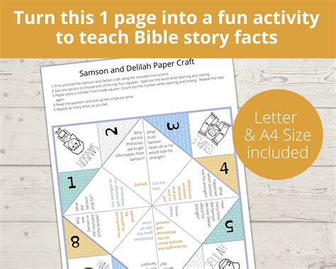 Samson and Delilah, Fortune Teller, Samson Bible, Cootie Catcher, Bible