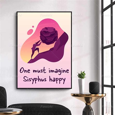 Modular Hd Prints Pictures One Must Imagine Sisyphus Happy Canvas Paintings Home Decor Poster