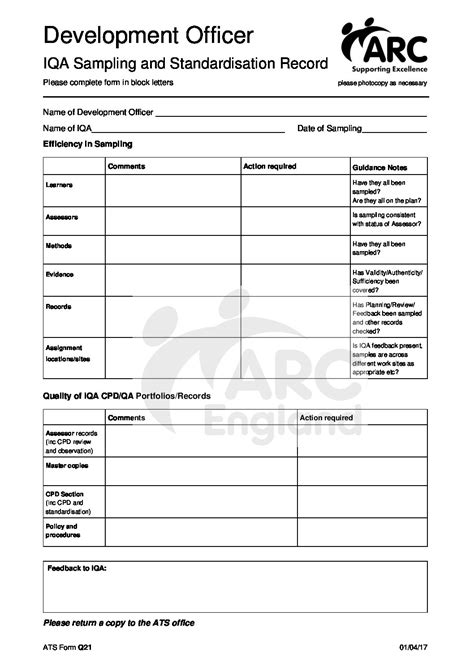 Q21 Do Iqa Sampling And Standardisation Arc England