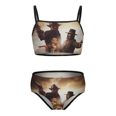 Red De Ad Game Redemption Girls Bikini Swimsuits Two Piece Beach Bathing Suit Swimwear Y