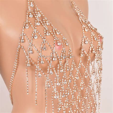 Rhinestone Bra Top Rave Body Chain Sexy Bralette Harness Bra Chain