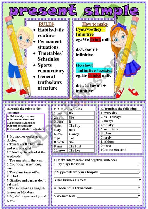 Present Simple Esl Worksheet By Liliaamalia