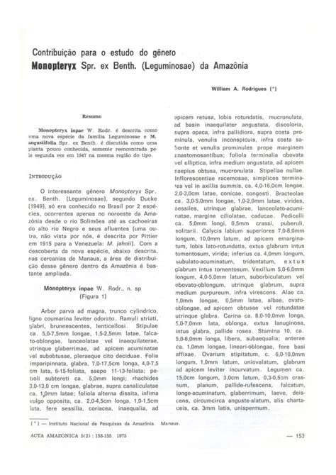 Pdf Contribui O Para O Estudo Do G Nero Monopteryx Spruce Ex Benth