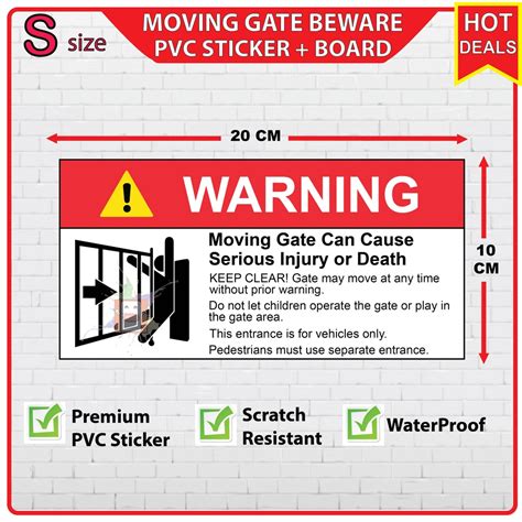 Warning Moving Gate Beware Moving Autogate Pvc Sign Sticker Board