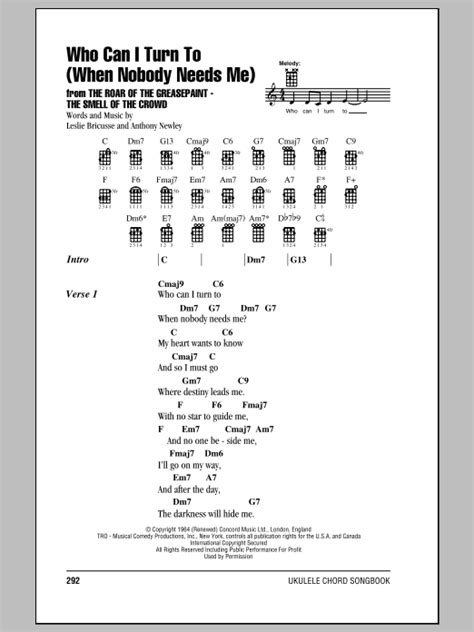 Who Can I Turn To When Nobody Needs Me Sheet Music Anthony Newley