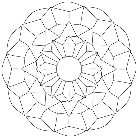 simple mandala  geometric shapes linear coloring page  creativity