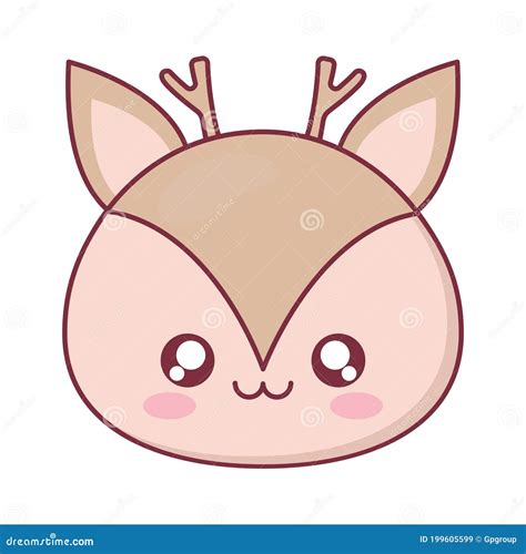 Diseño Vectorial De Dibujos Animados De Animales De Reno De Kawaii