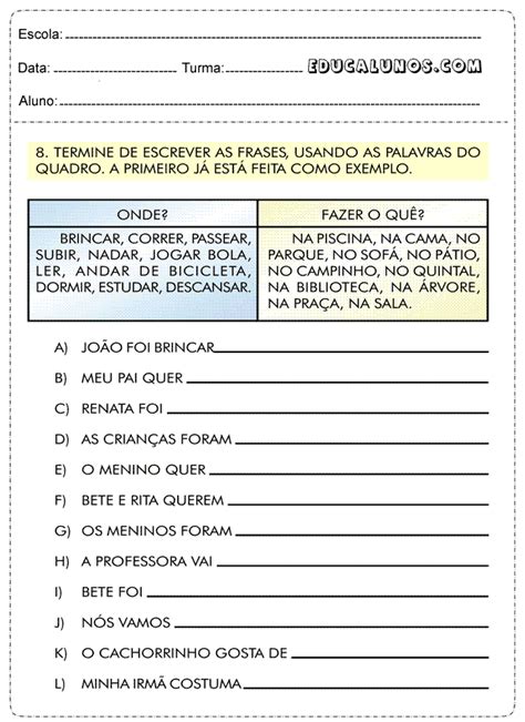 Exercícios De Português 5º Ano Para Imprimir Atividades Pedagógicas