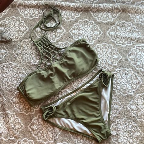 Charlotte Russe Swim Charlotte Russe Sage Green Bikini With Netted