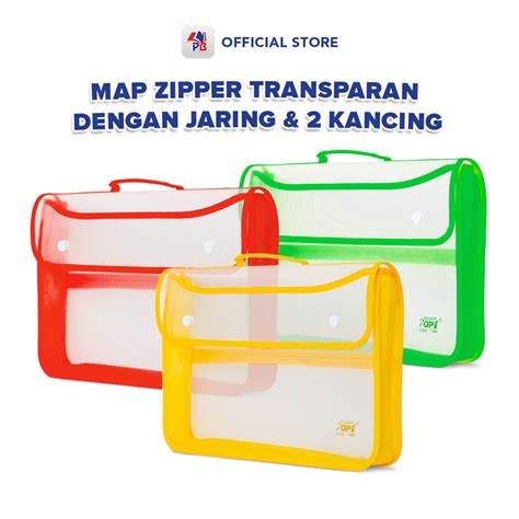 Map Zipper Resleting Map Kancing Dua Folio Jaring Map Tenteng Bahan