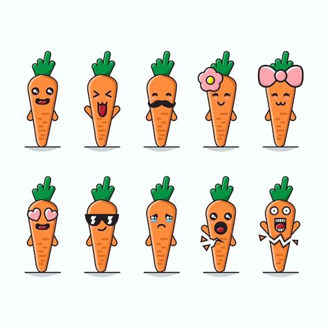 Premium Vector Set Of Illustration Graphic Cute Carrot Mascots